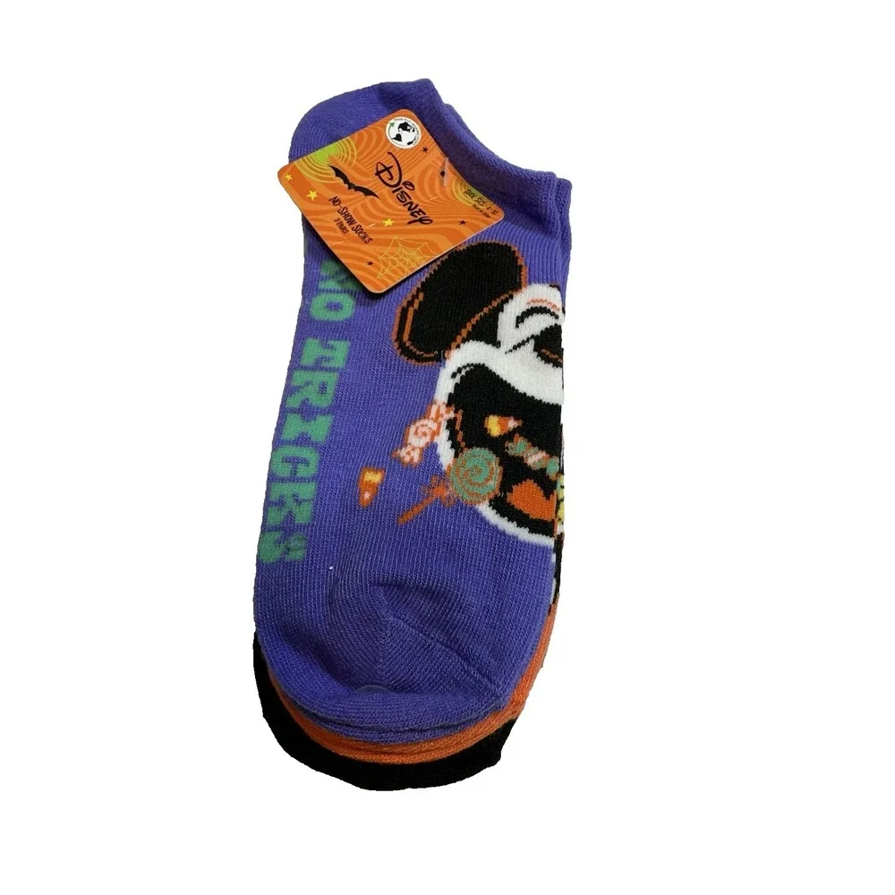 Disney Mickey Mouse Halloween Womens No Show Ankle Socks 3 Pairs Size 4-10‎
